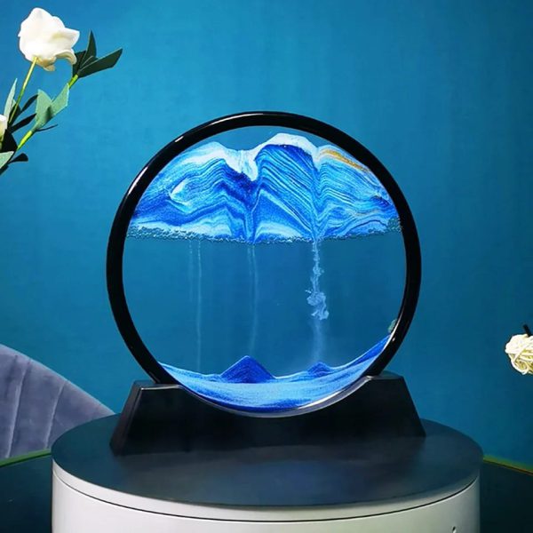 Moving Sand Art Sandscape Painting – Sand Clock – Hourglass Sand Timer – 3d Moving Sand Mountain With Metal Stand – Showpiece – Home Decoration