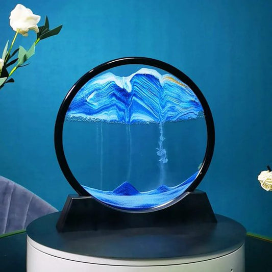 Moving Sand Art Sandscape Painting – Sand Clock – Hourglass Sand Timer – 3d Moving Sand Mountain With Metal Stand – Showpiece – Home Decoration